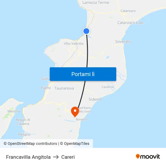 Francavilla Angitola to Careri map