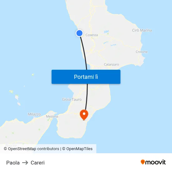 Paola to Careri map