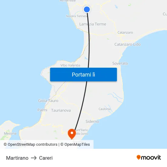 Martirano to Careri map