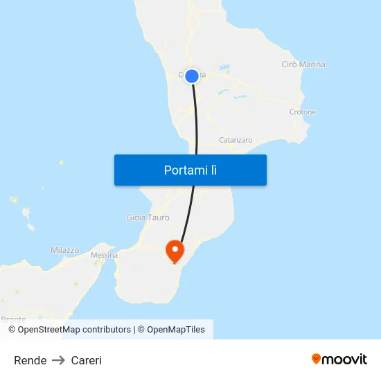 Rende to Careri map