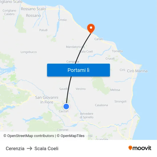Cerenzia to Scala Coeli map