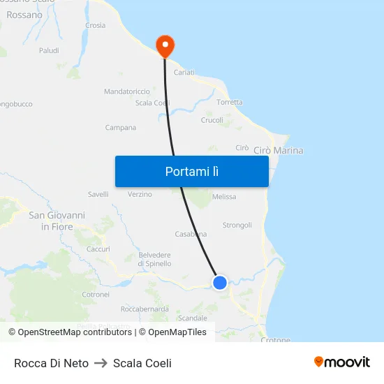 Rocca Di Neto to Scala Coeli map