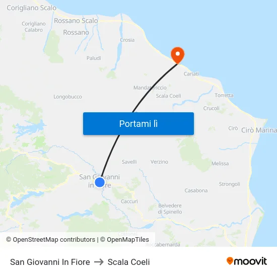 San Giovanni In Fiore to Scala Coeli map