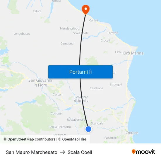 San Mauro Marchesato to Scala Coeli map