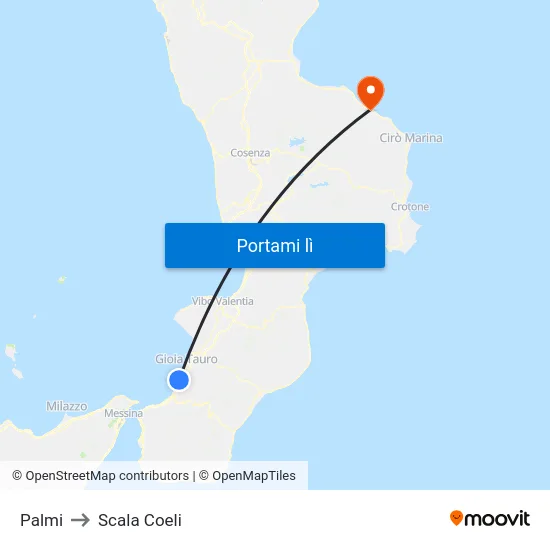 Palmi to Scala Coeli map