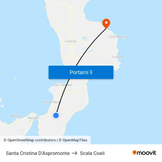 Santa Cristina D'Aspromonte to Scala Coeli map