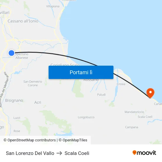 San Lorenzo Del Vallo to Scala Coeli map