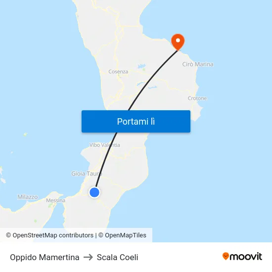 Oppido Mamertina to Scala Coeli map