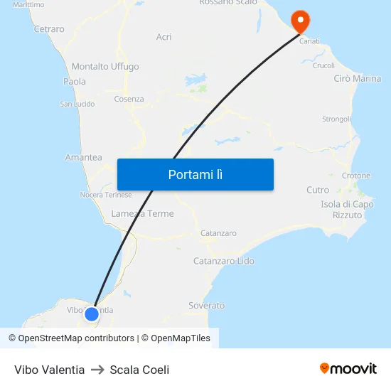 Vibo Valentia to Scala Coeli map