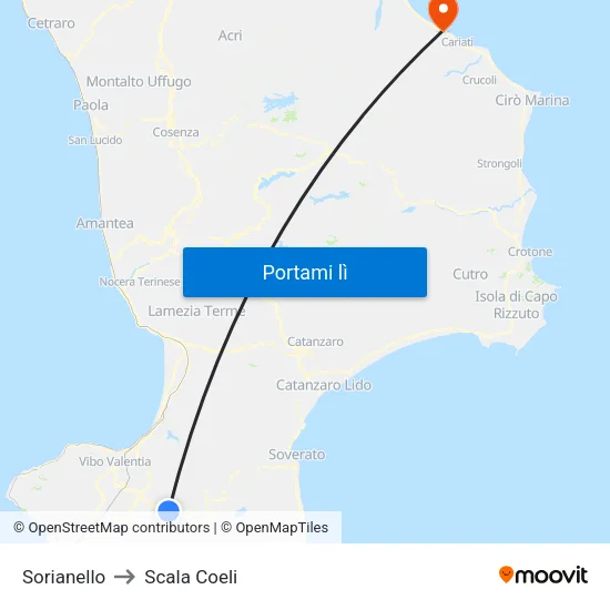 Sorianello to Scala Coeli map