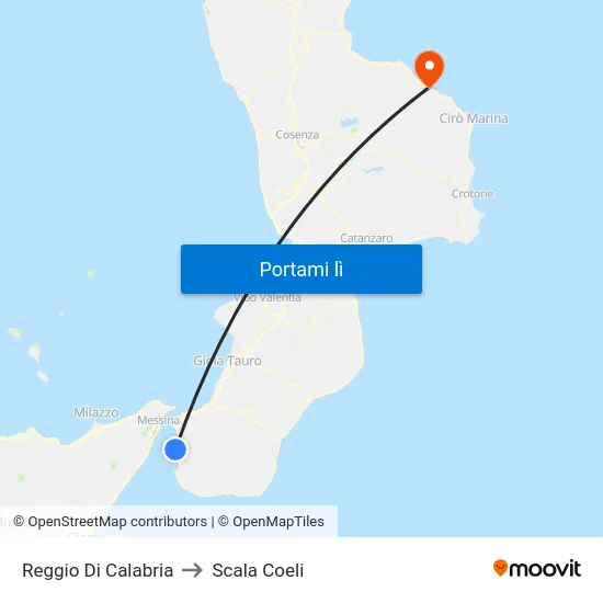 Reggio Di Calabria to Scala Coeli map
