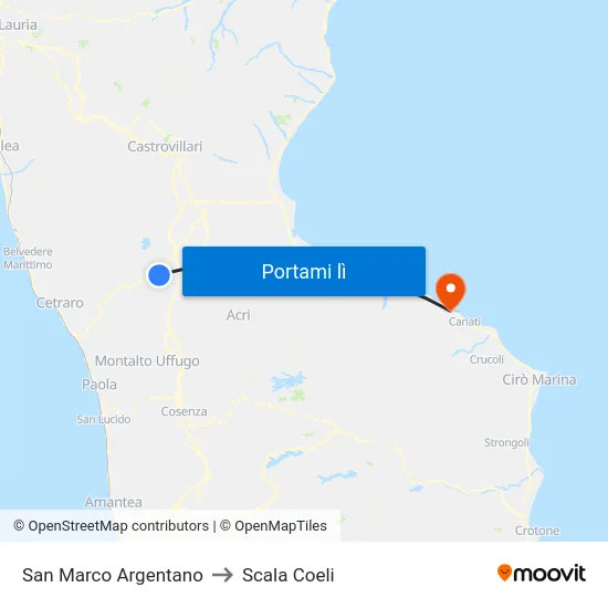 San Marco Argentano to Scala Coeli map