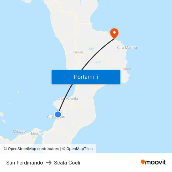 San Ferdinando to Scala Coeli map