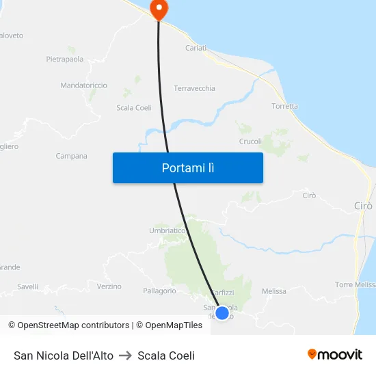 San Nicola Dell'Alto to Scala Coeli map