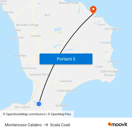 Monterosso Calabro to Scala Coeli map