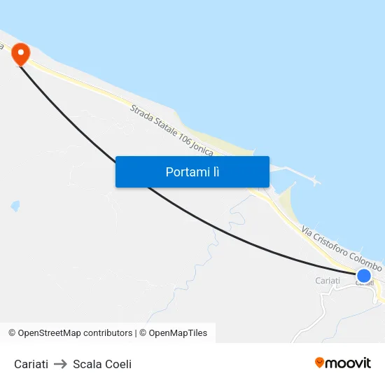 Cariati to Scala Coeli map