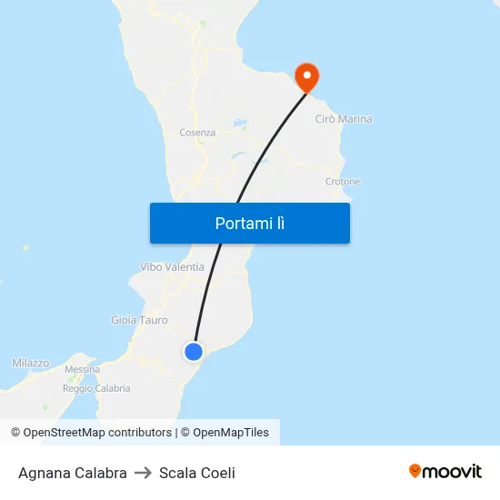 Agnana Calabra to Scala Coeli map