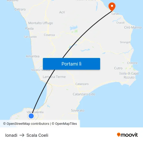 Ionadi to Scala Coeli map