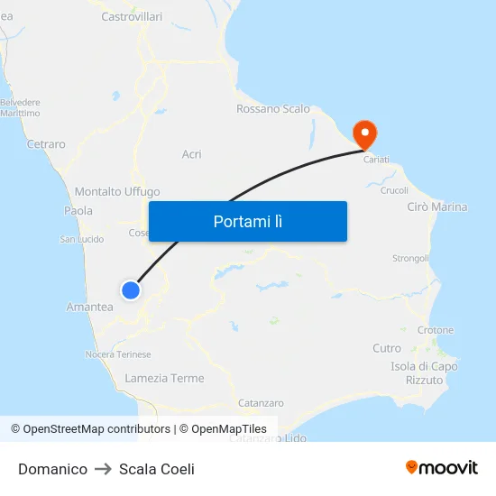 Domanico to Scala Coeli map