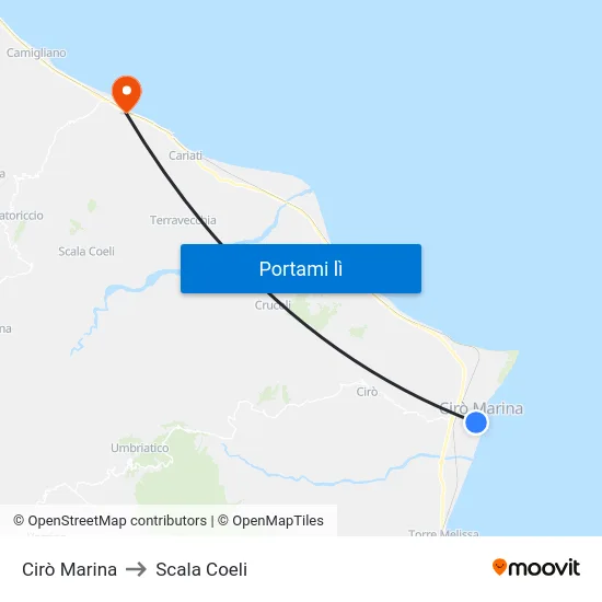 Cirò Marina to Scala Coeli map