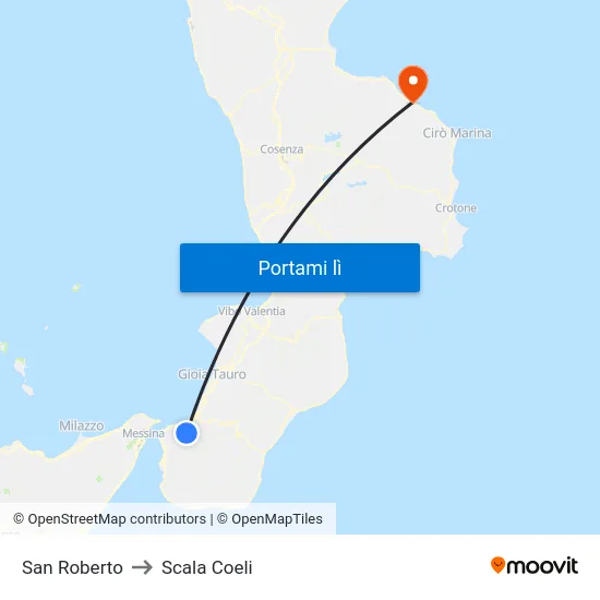 San Roberto to Scala Coeli map