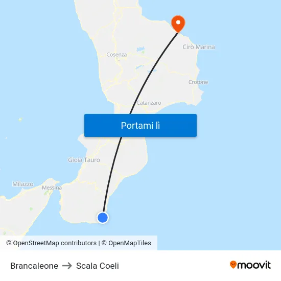 Brancaleone to Scala Coeli map