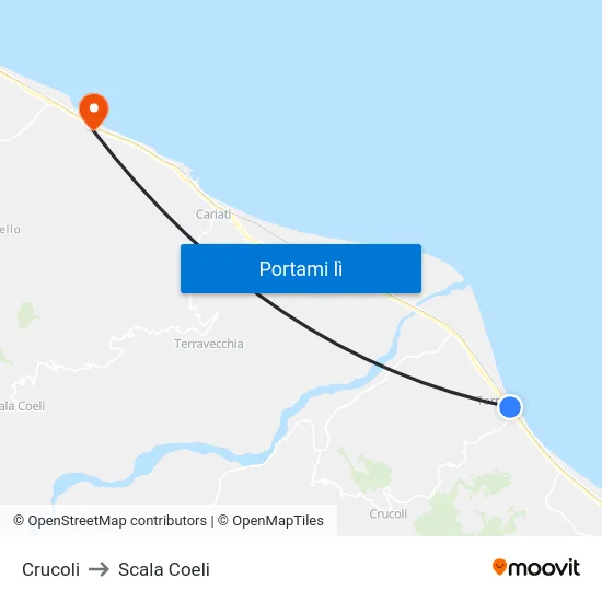 Crucoli to Scala Coeli map