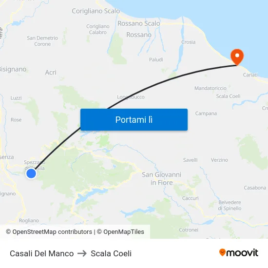 Casali Del Manco to Scala Coeli map
