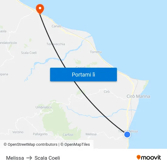 Melissa to Scala Coeli map