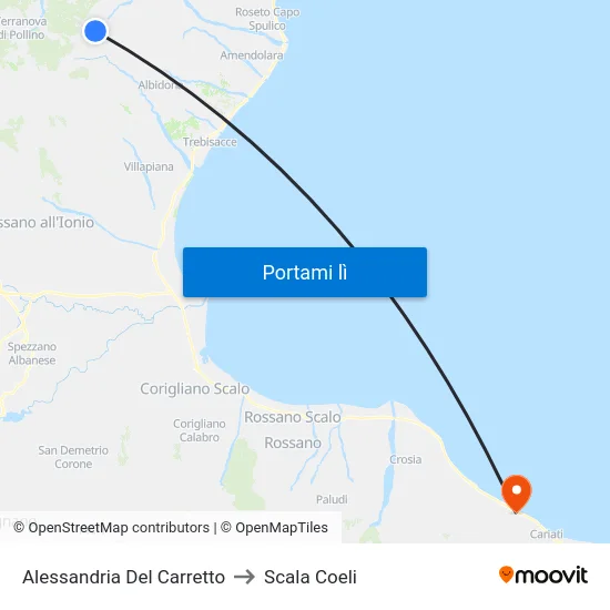 Alessandria Del Carretto to Scala Coeli map