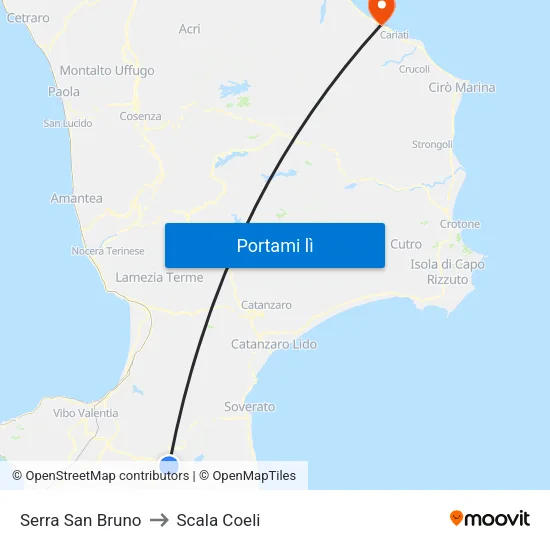 Serra San Bruno to Scala Coeli map