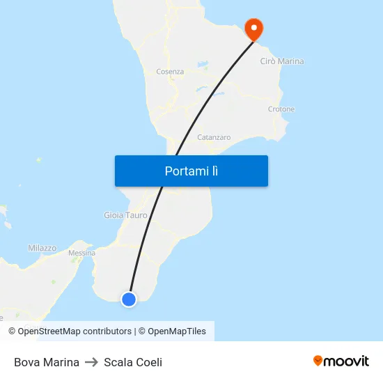 Bova Marina to Scala Coeli map