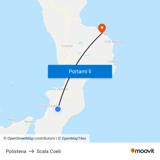 Polistena to Scala Coeli map