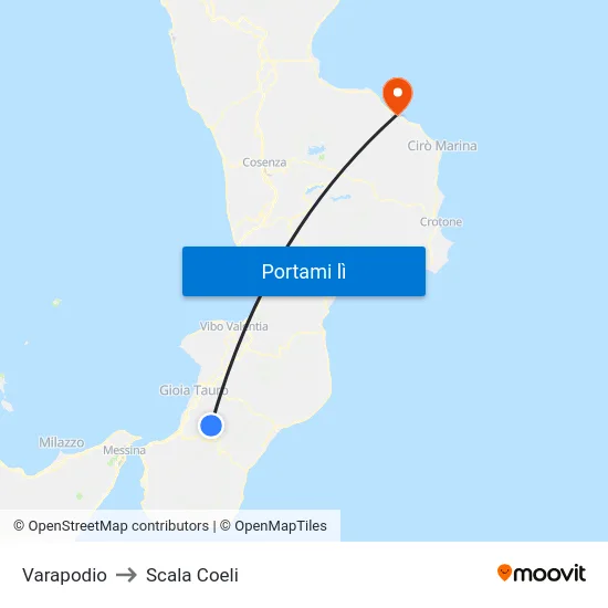 Varapodio to Scala Coeli map