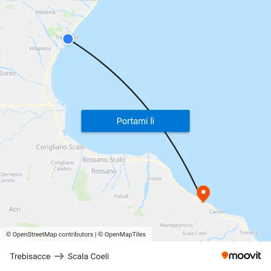 Trebisacce to Scala Coeli map
