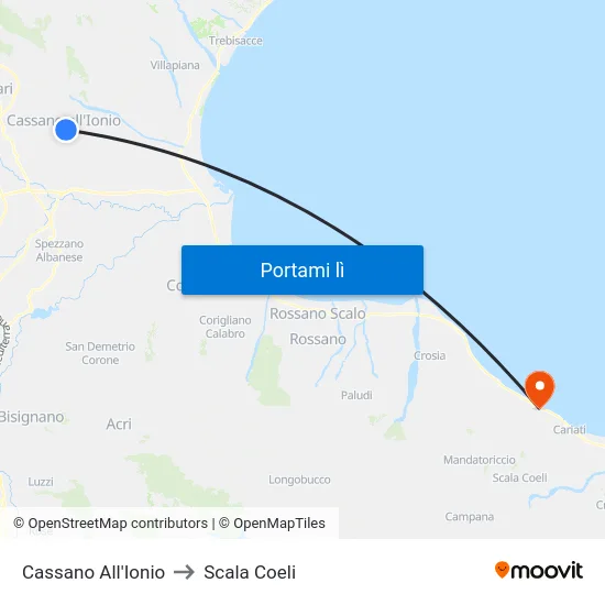 Cassano All'Ionio to Scala Coeli map