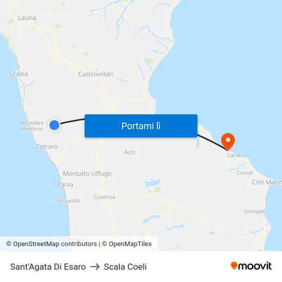 Sant'Agata Di Esaro to Scala Coeli map