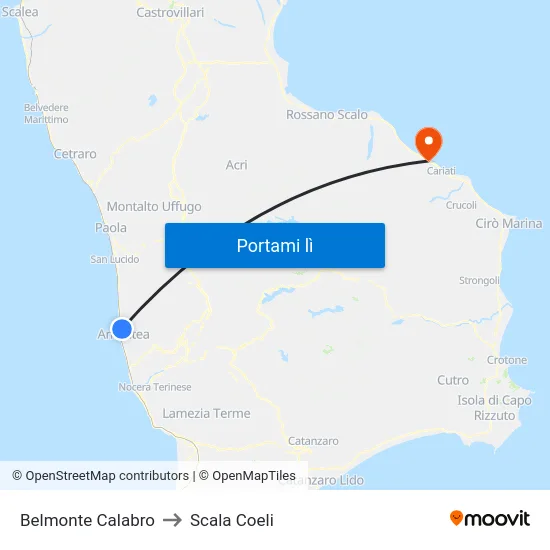 Belmonte Calabro to Scala Coeli map