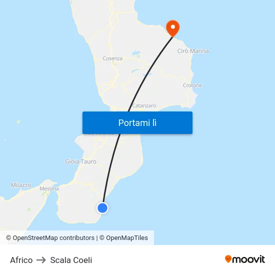 Africo to Scala Coeli map