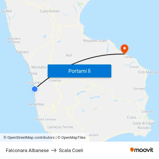 Falconara Albanese to Scala Coeli map