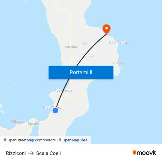 Rizziconi to Scala Coeli map