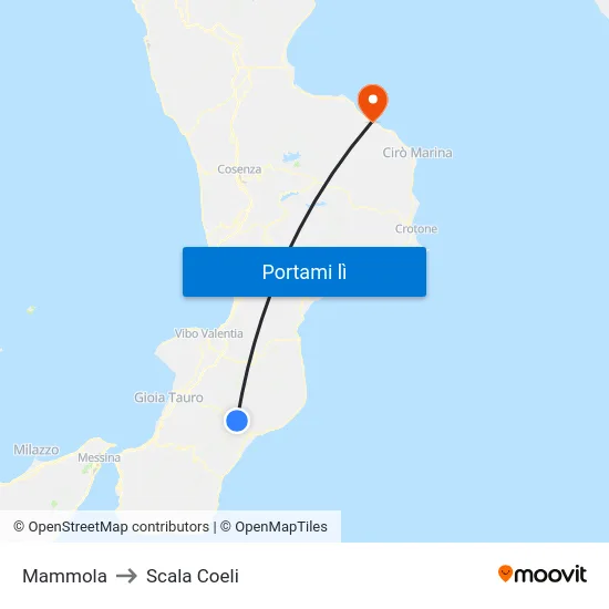 Mammola to Scala Coeli map