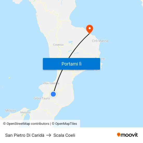 San Pietro Di Caridà to Scala Coeli map