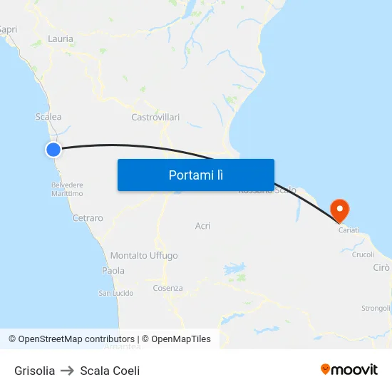 Grisolia to Scala Coeli map
