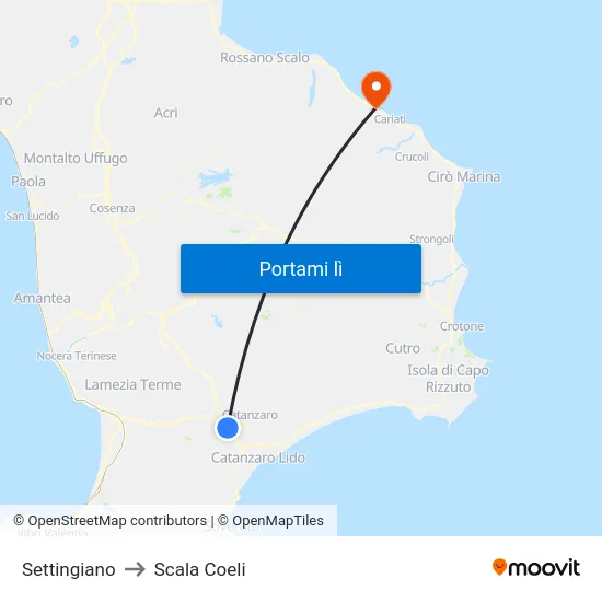 Settingiano to Scala Coeli map