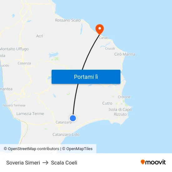 Soveria Simeri to Scala Coeli map