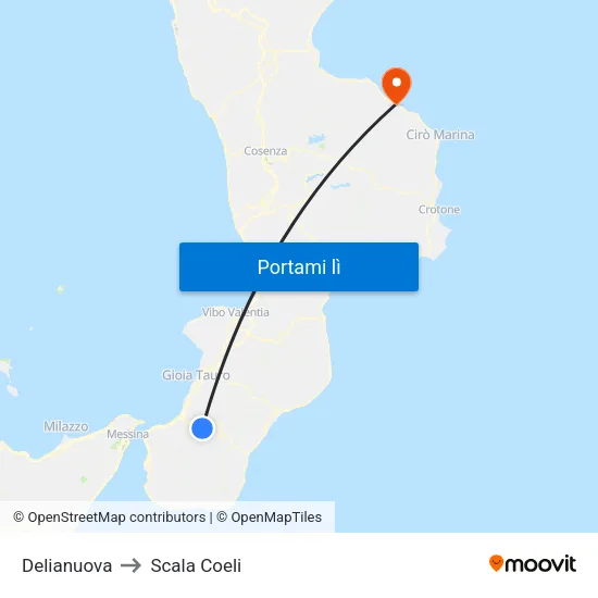 Delianuova to Scala Coeli map