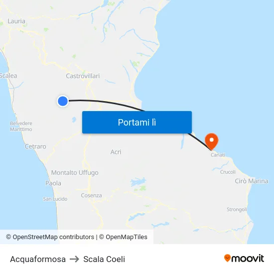 Acquaformosa to Scala Coeli map