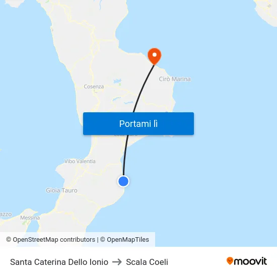 Santa Caterina Dello Ionio to Scala Coeli map