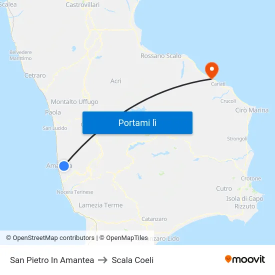 San Pietro In Amantea to Scala Coeli map